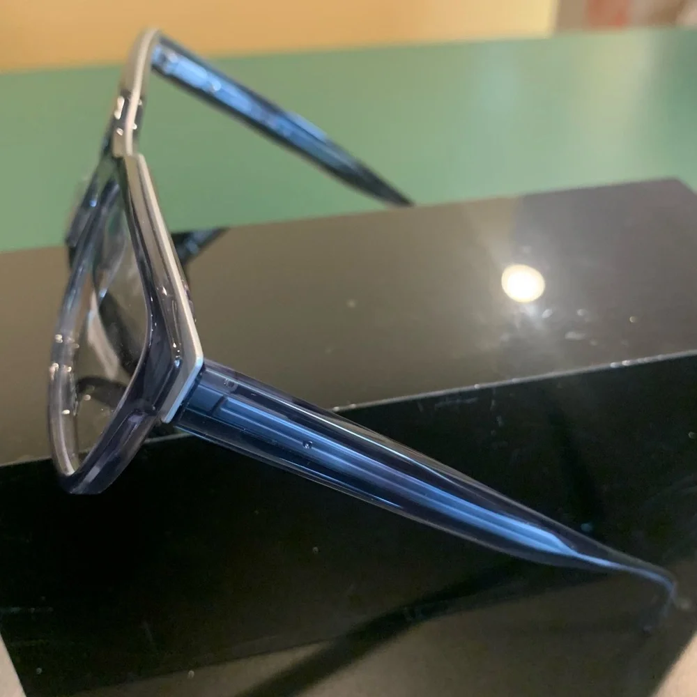 TOM DAVIES 704 Col 2055. Blue & Silver. 52mm Square Eyeglasses